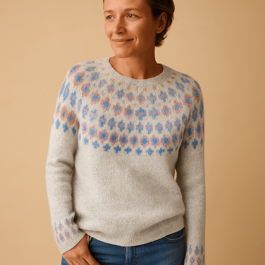 Damen Pullover Bedrucktes Design mit klassischem Ausschnitt und Komfortpassform