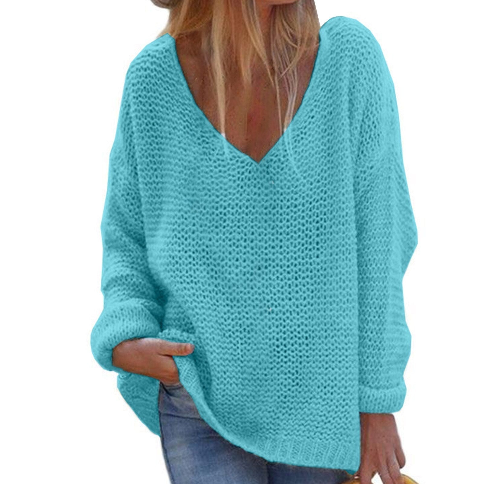 Sweater Women Warm Loose Relaxed Fit Elegant Everyday Style
