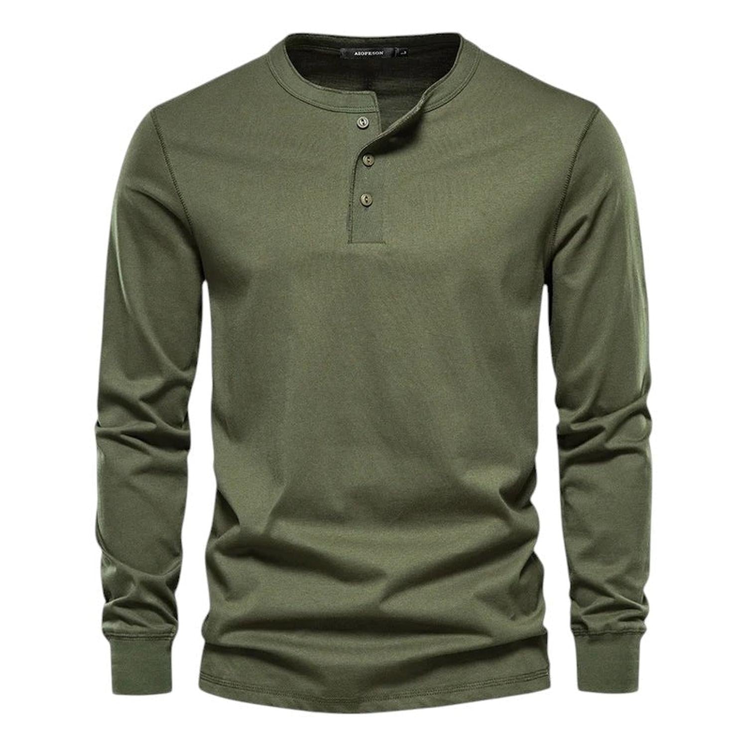 T-Shirt Herren Langarm Kragenlos
