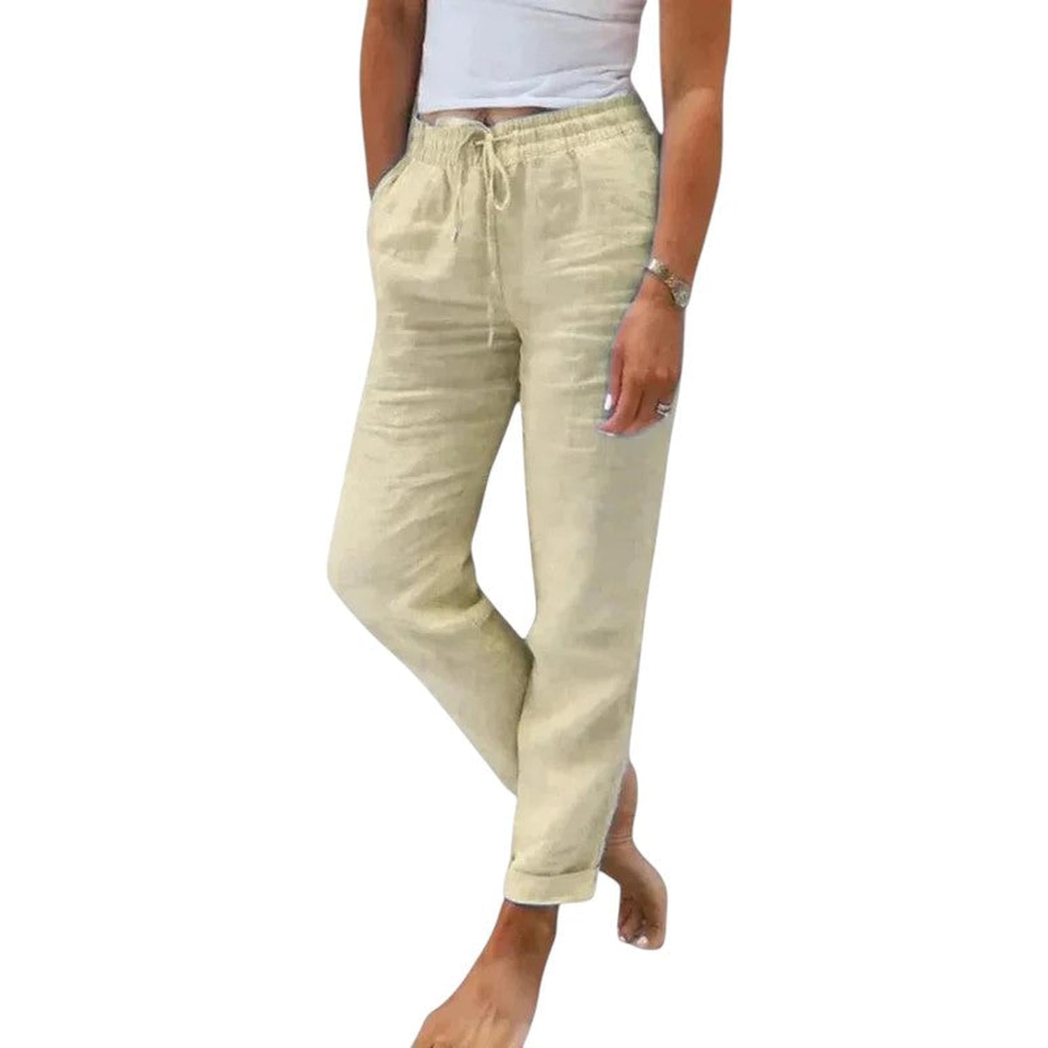 Hosen Damen Leinen, lockere Passform, Kordelzugbund, kühl, bequem für jeden Tag