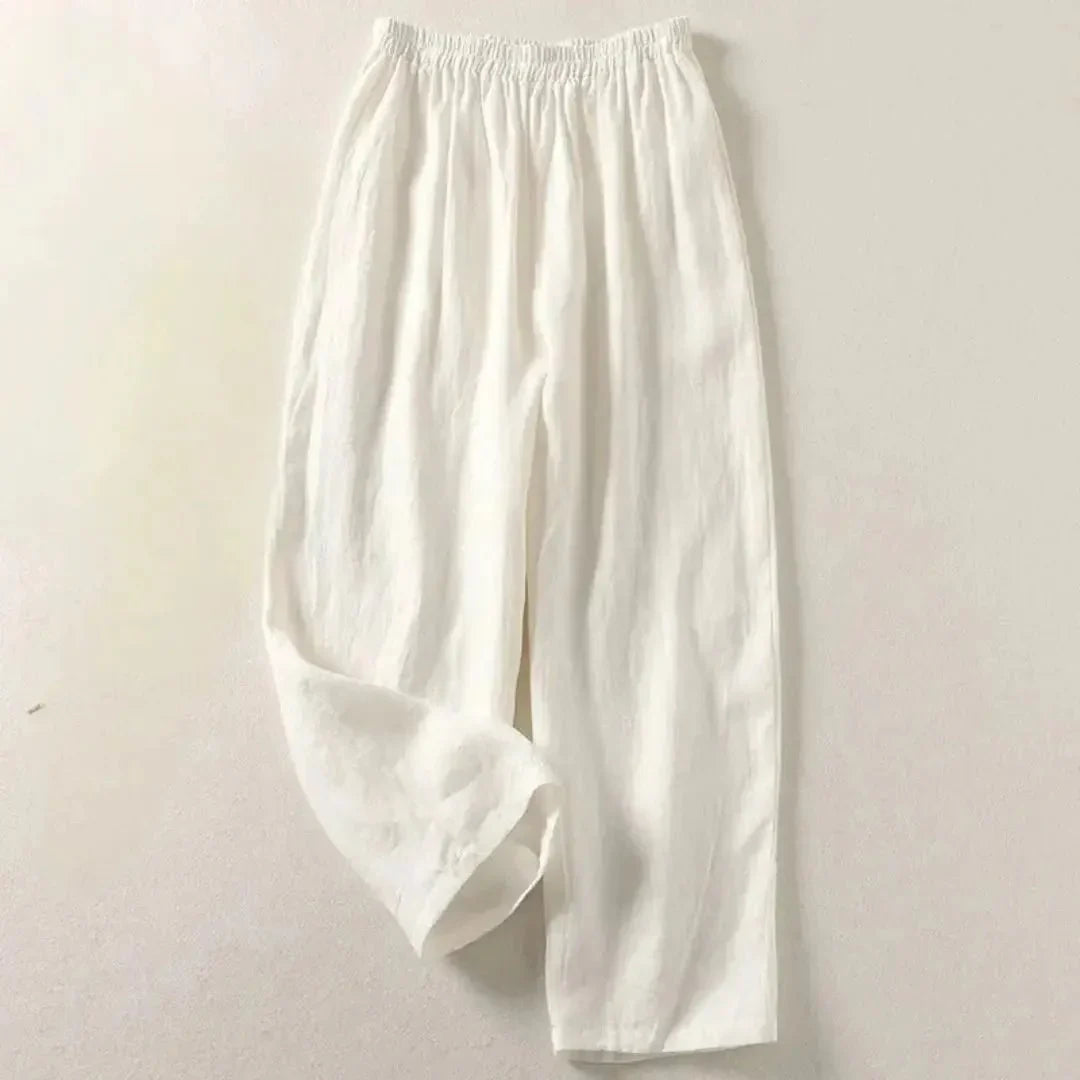 Damen Hose, lockere Passform, verkürzte Länge, elastischer Bund