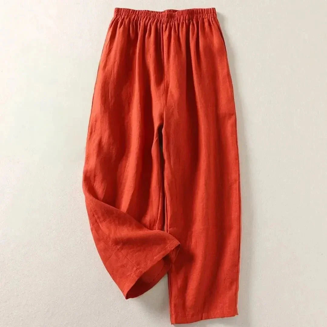 Damen Hose, lockere Passform, verkürzte Länge, elastischer Bund