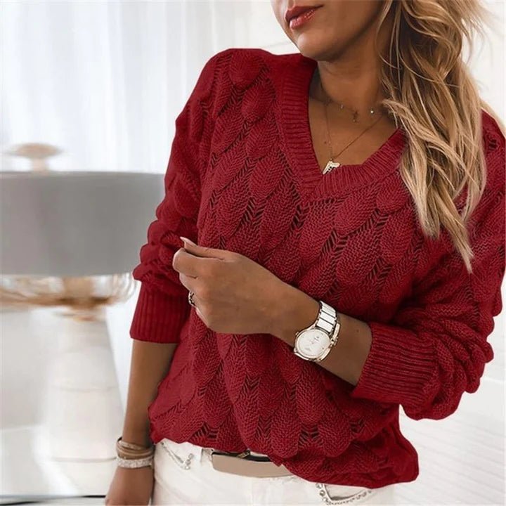 Damen V-Ausschnitt Pullover Weicher Strickpullover für den Alltag