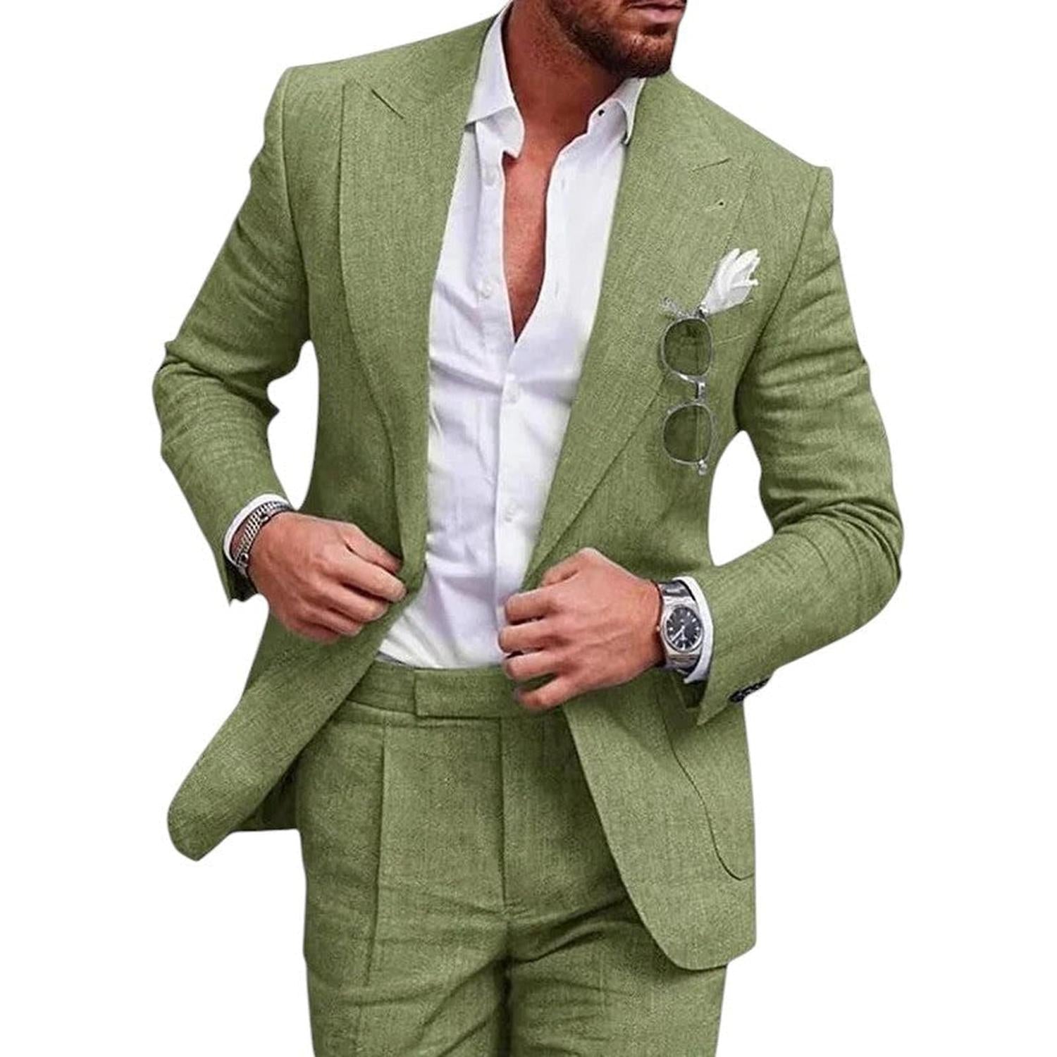 Hochzeitsanzug Herren Leinen 2-teilig Einreihig Sommer-Set
