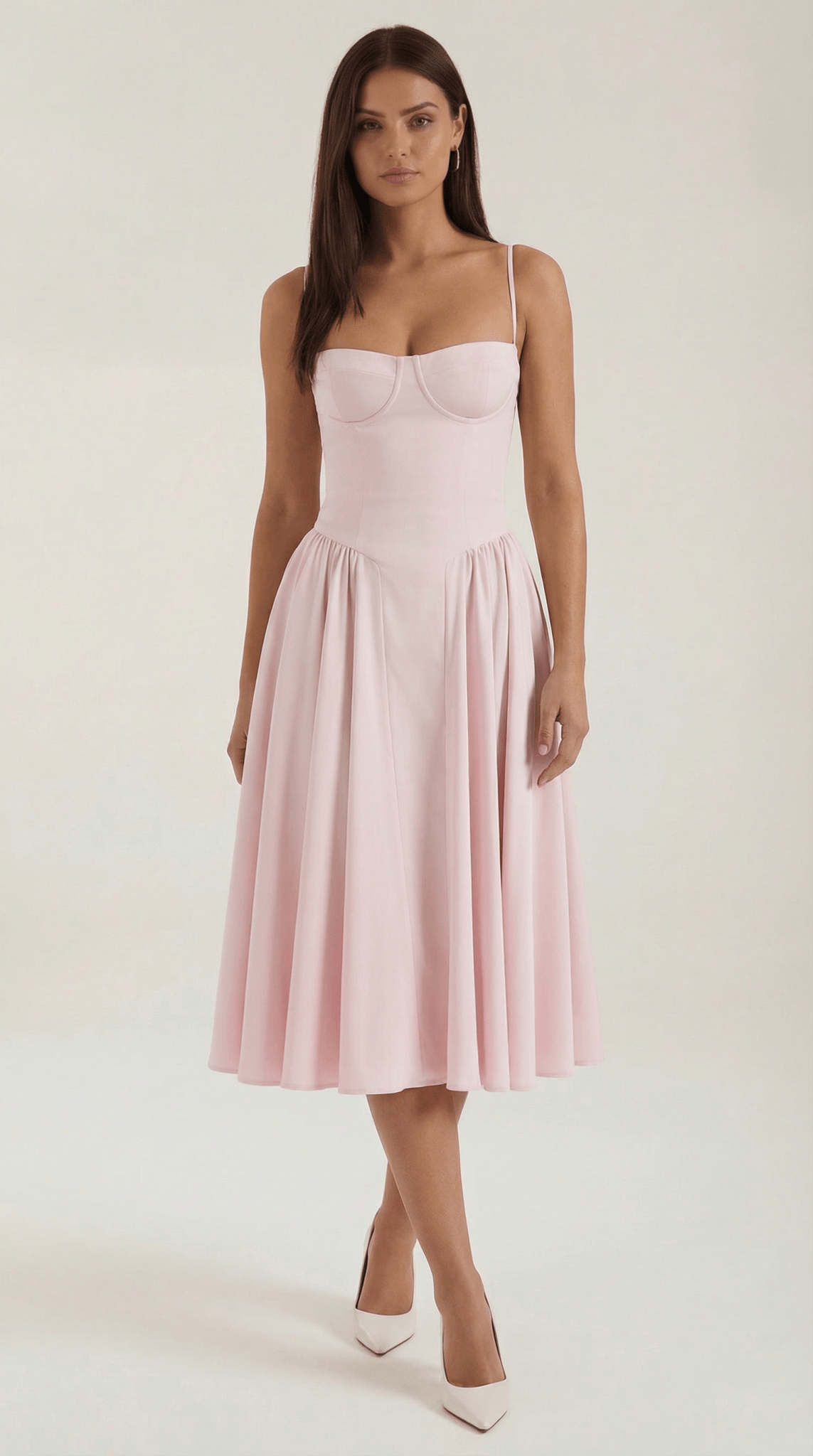 Damen Midikleid Korsett-Schnitt Herzausschnitt Design