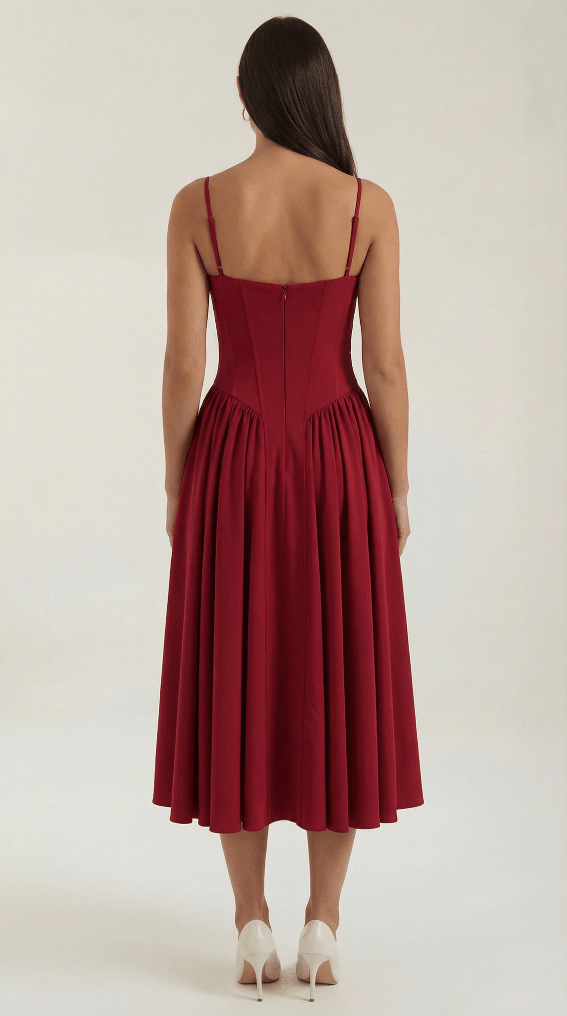 Damen Midikleid Korsett-Schnitt Herzausschnitt Design