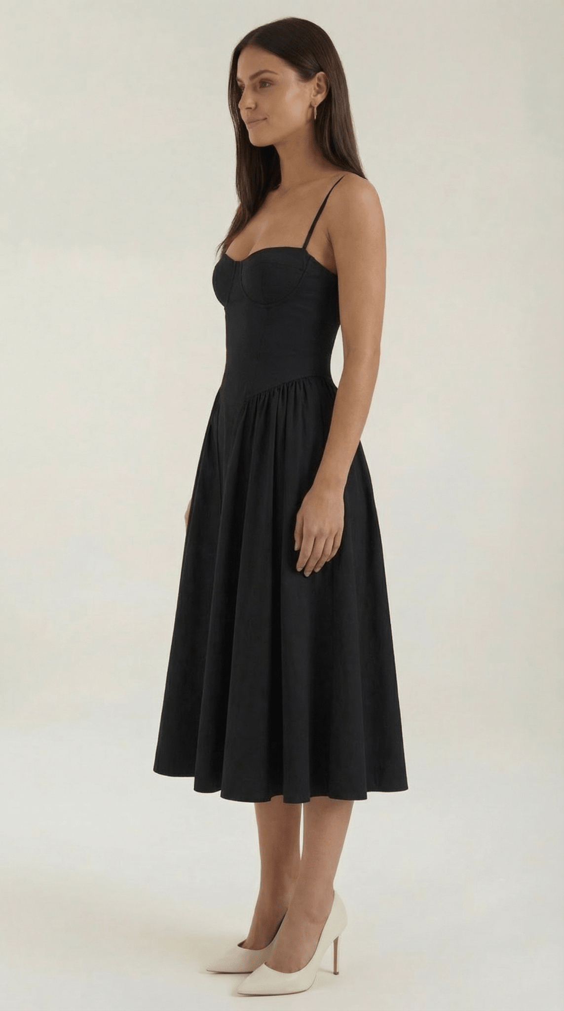Damen Midikleid Korsett-Schnitt Herzausschnitt Design
