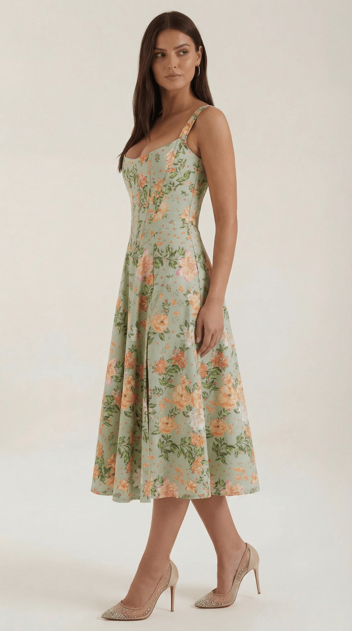 Damen Midikleid Herzausschnitt A-Linien-Silhouette