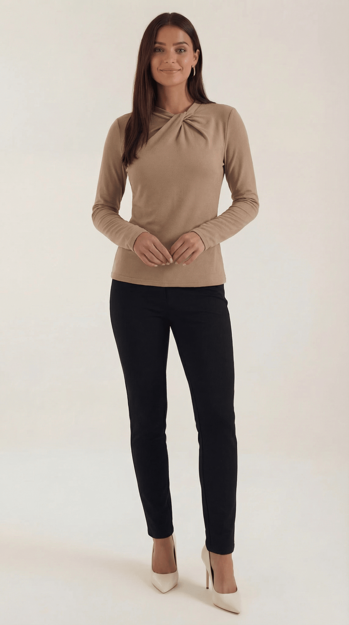 Blusa da donna — Maniche lunghe, collo alla coreana, vestibilità regolare