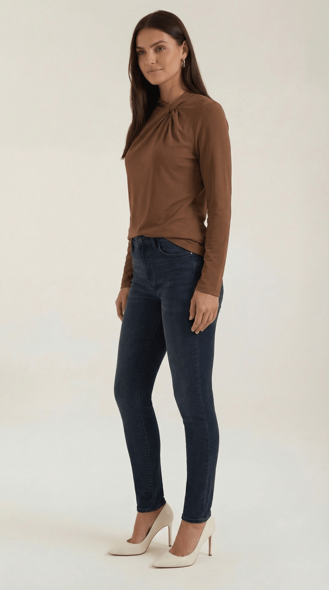 Blusa da donna — Maniche lunghe, collo alla coreana, vestibilità regolare