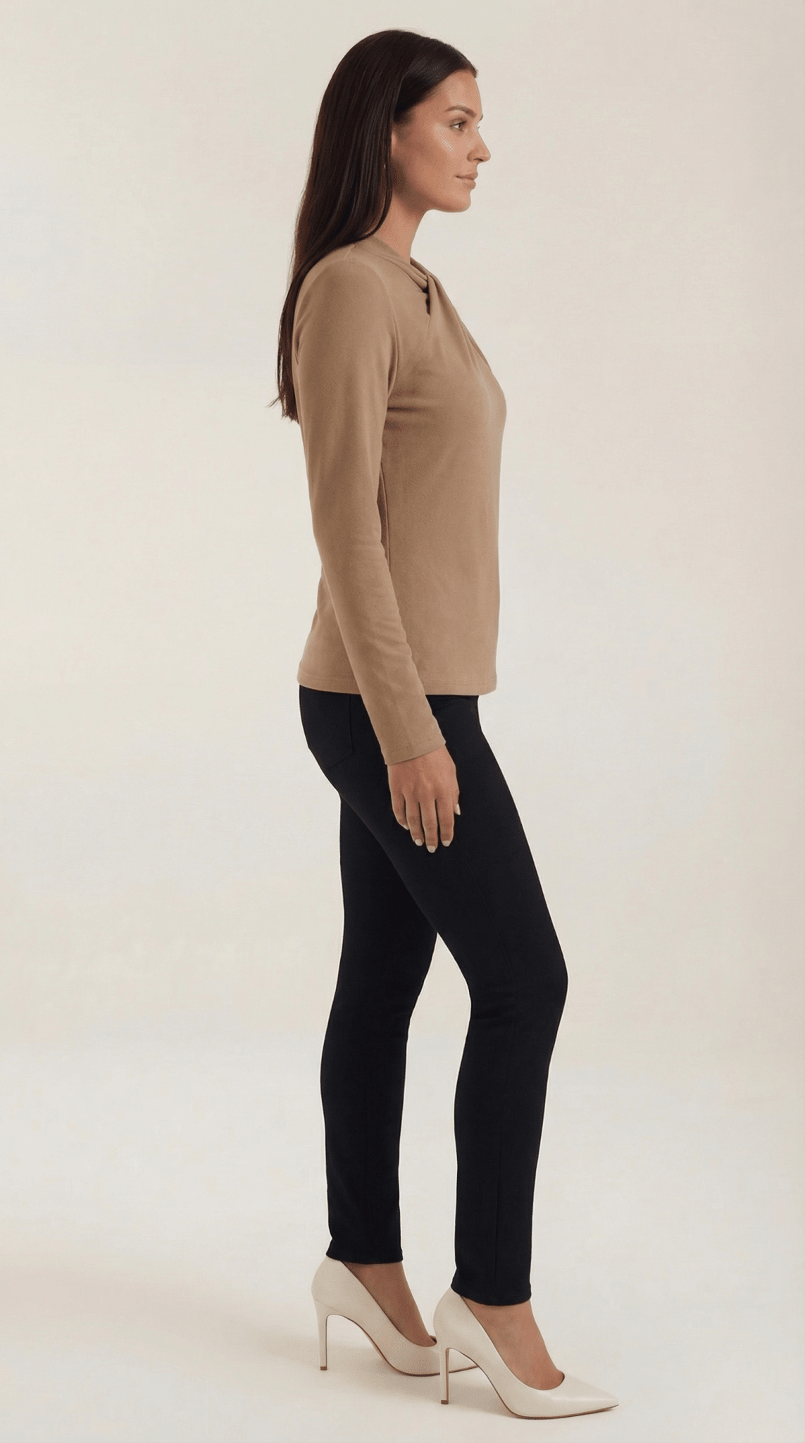 Blusa da donna — Maniche lunghe, collo alla coreana, vestibilità regolare