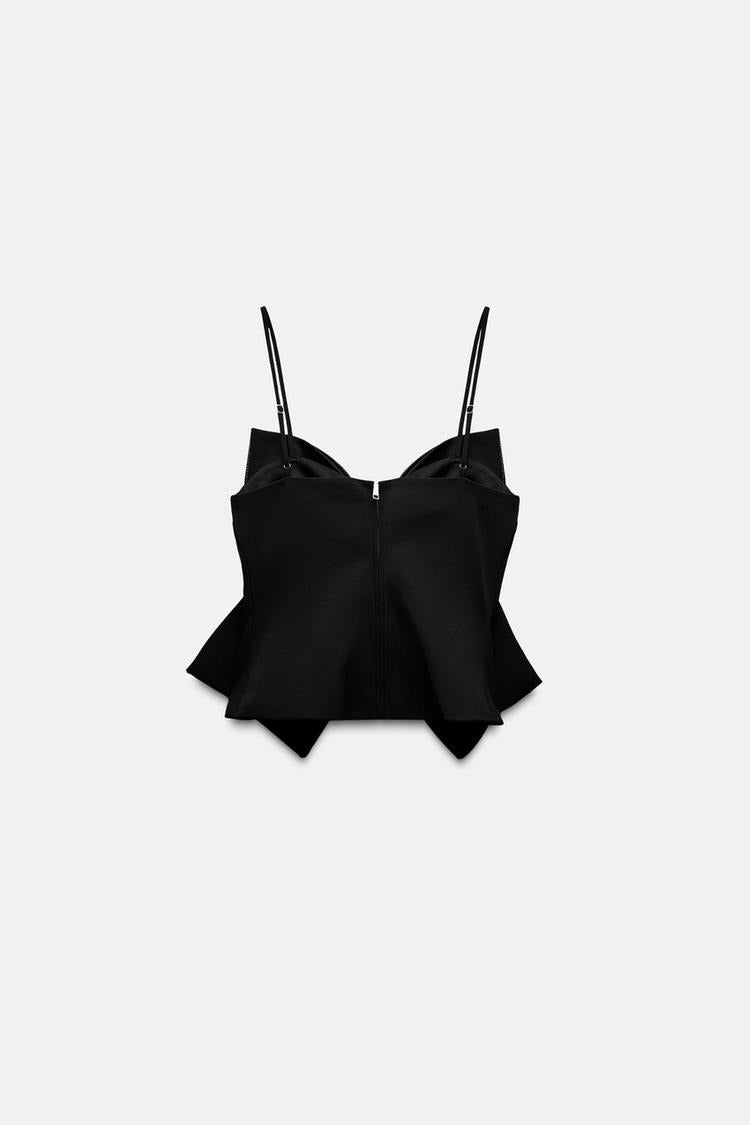Top corto da donna — Dettaglio con fiocco e design scintillante