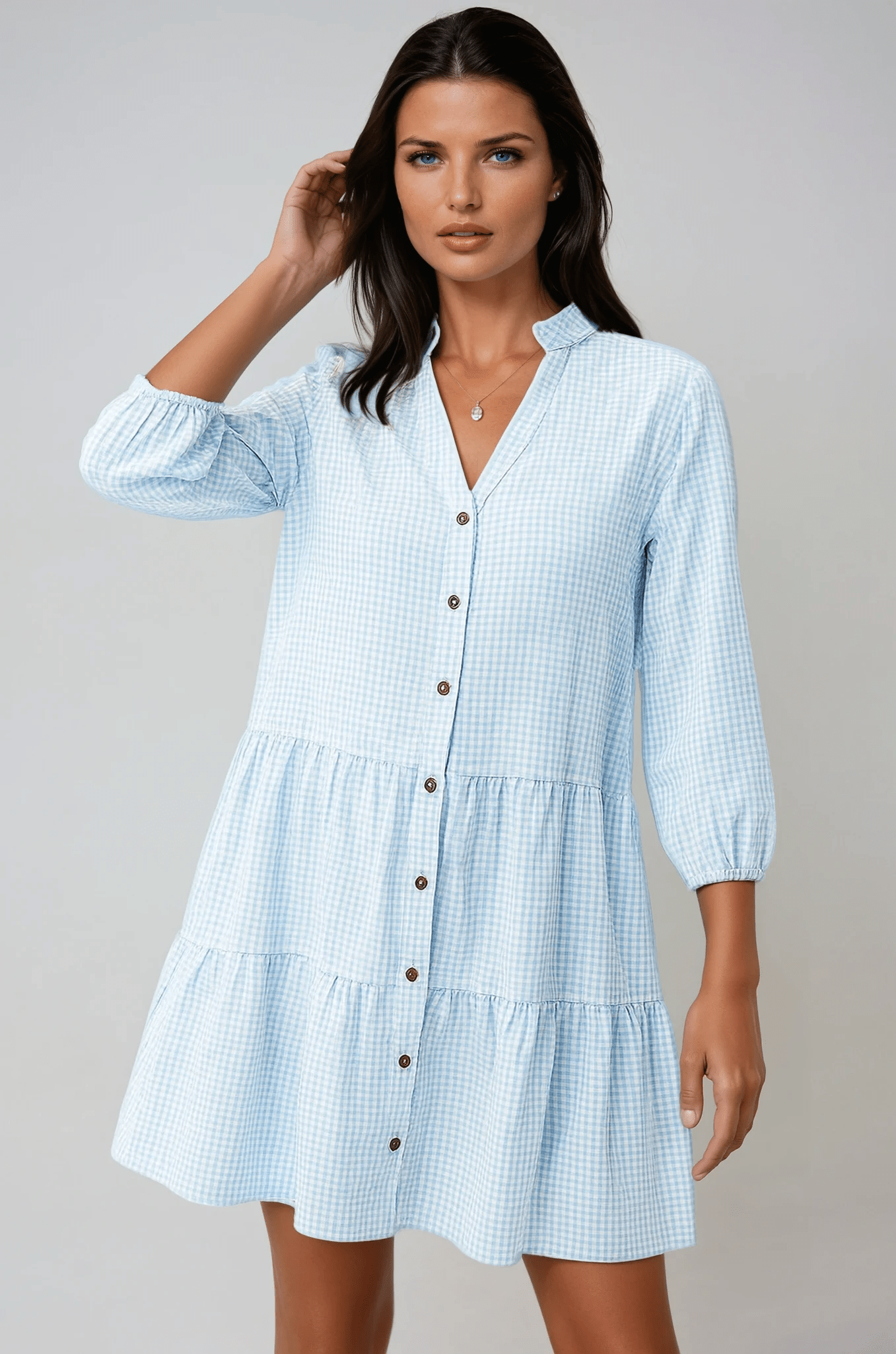 Vestido para mujer — corte relajado, ligero y con estampado de cuadros vichy