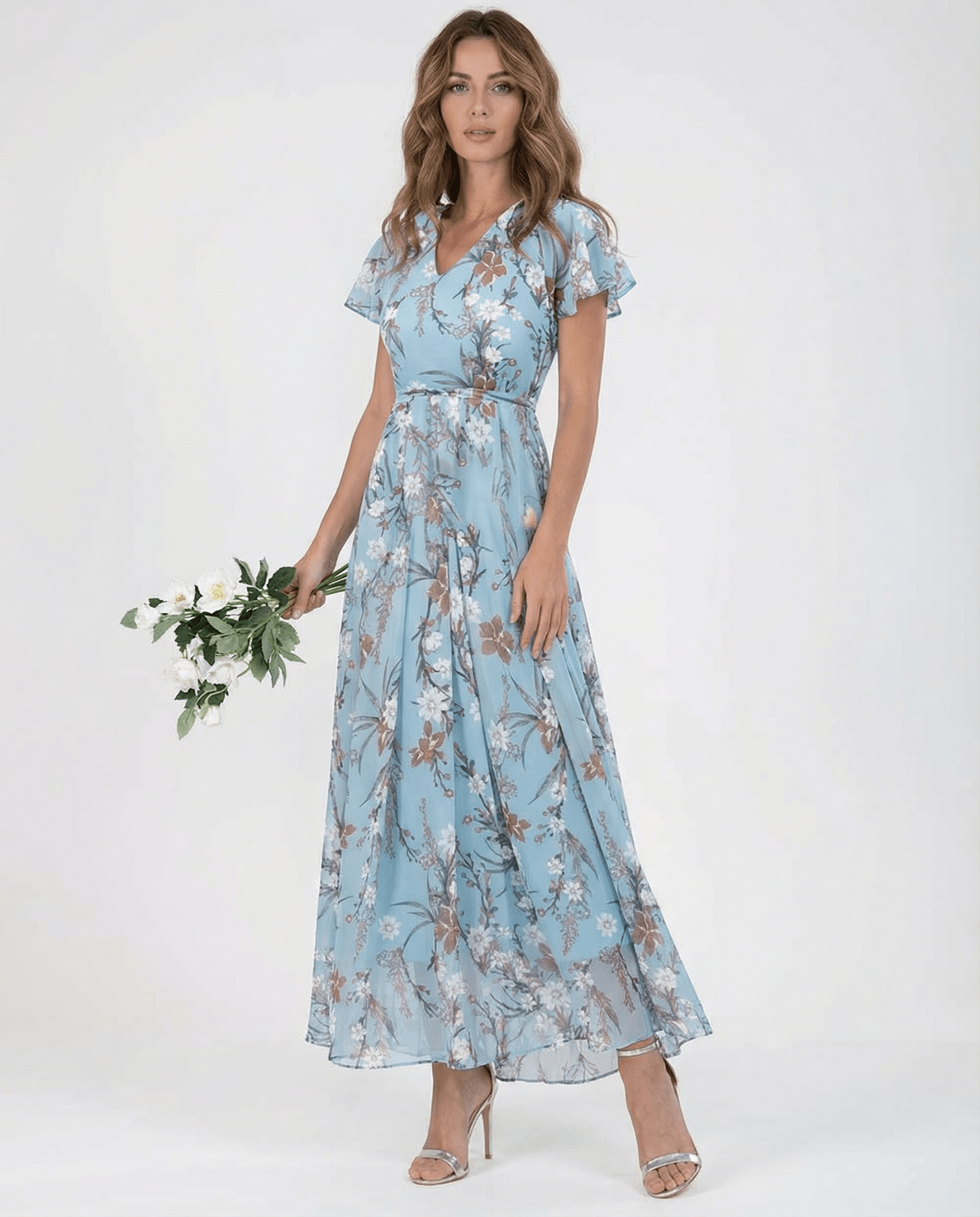 Damen Maxikleid — Ein-Schulter-Ausschnitt, Schleifendetail