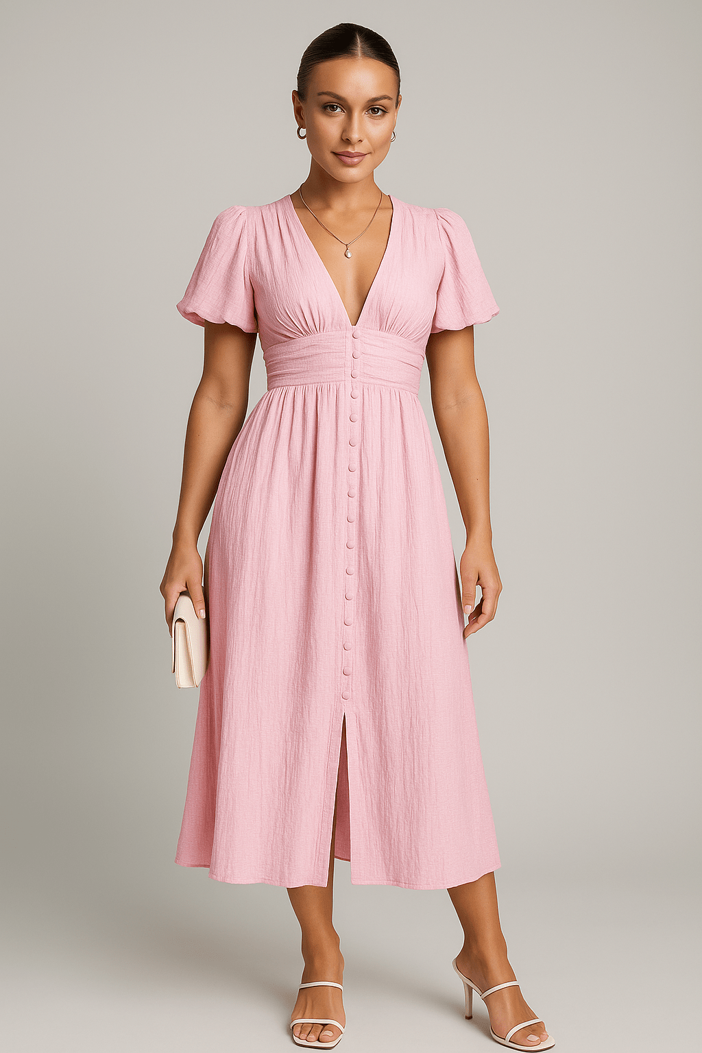 Vestito maxi donna — maniche corte, vestibilità rilassata, design casual