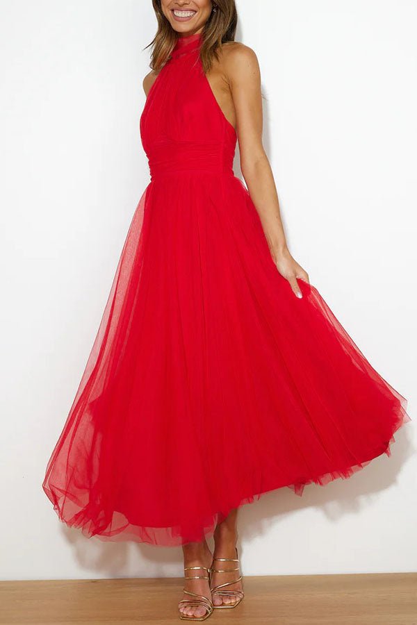 Robe maxi femme — sans manches col halter design