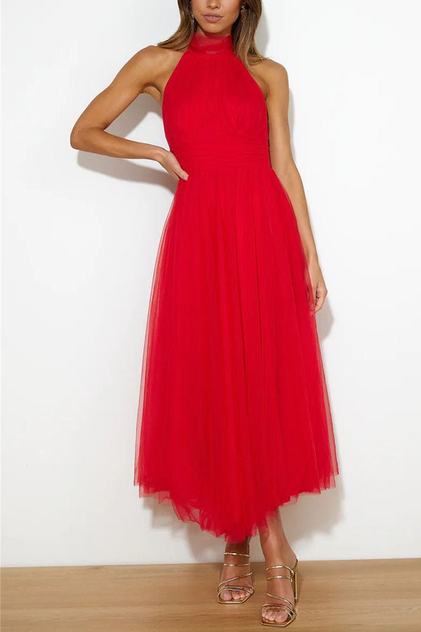 Robe maxi femme — sans manches col halter design