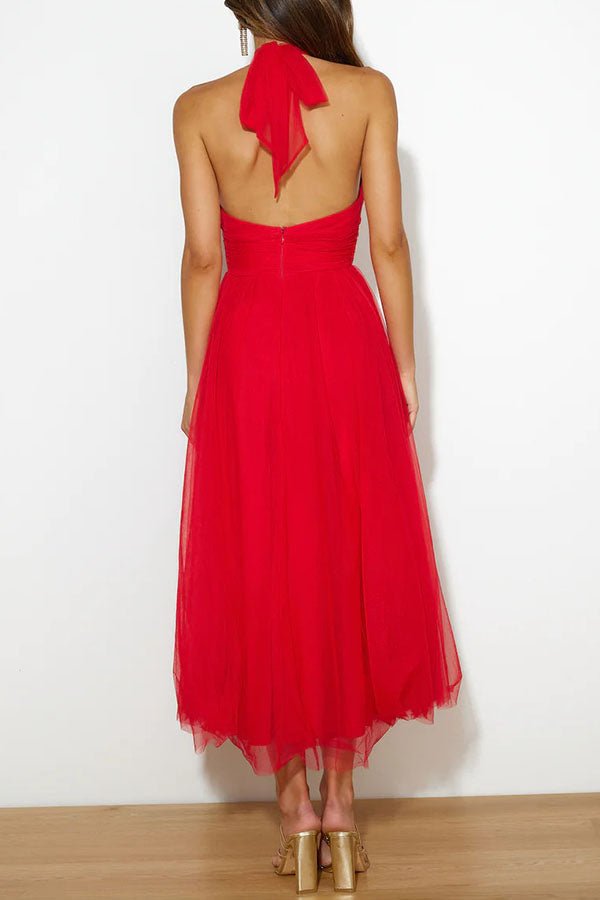 Robe maxi femme — sans manches col halter design