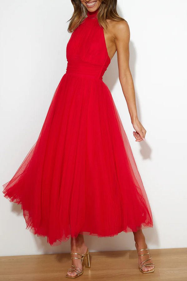 Robe maxi femme — sans manches col halter design
