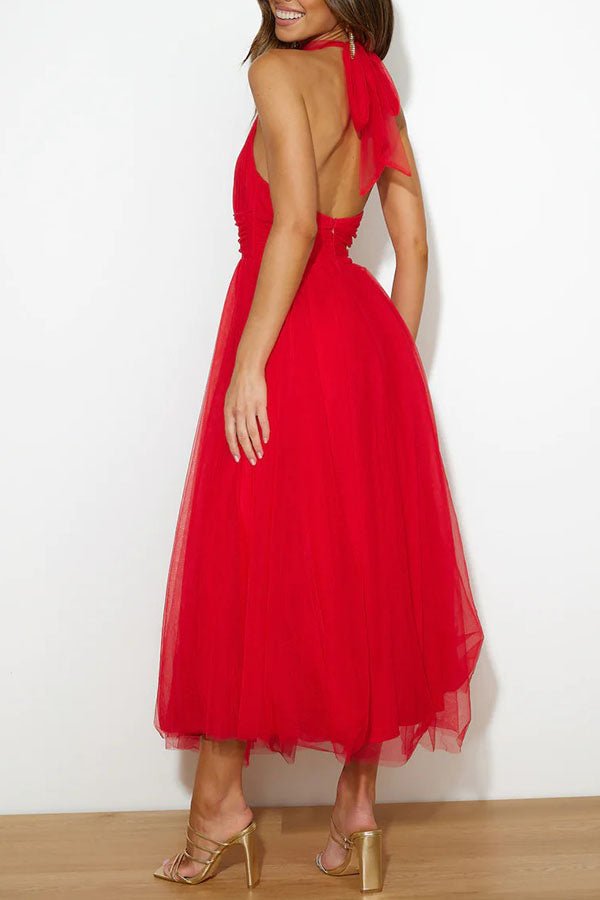 Robe maxi femme — sans manches col halter design