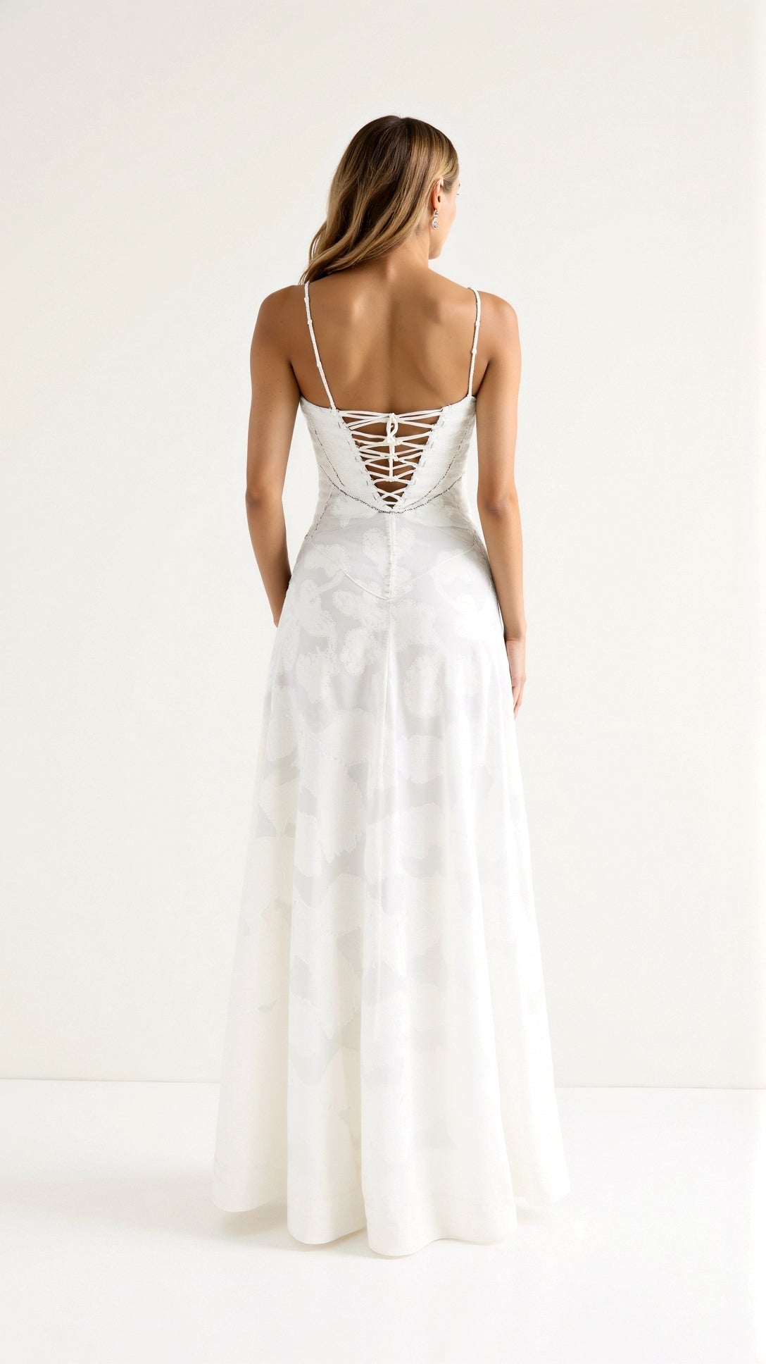Abito maxi da donna — corpetto corsetto con spalline sottili