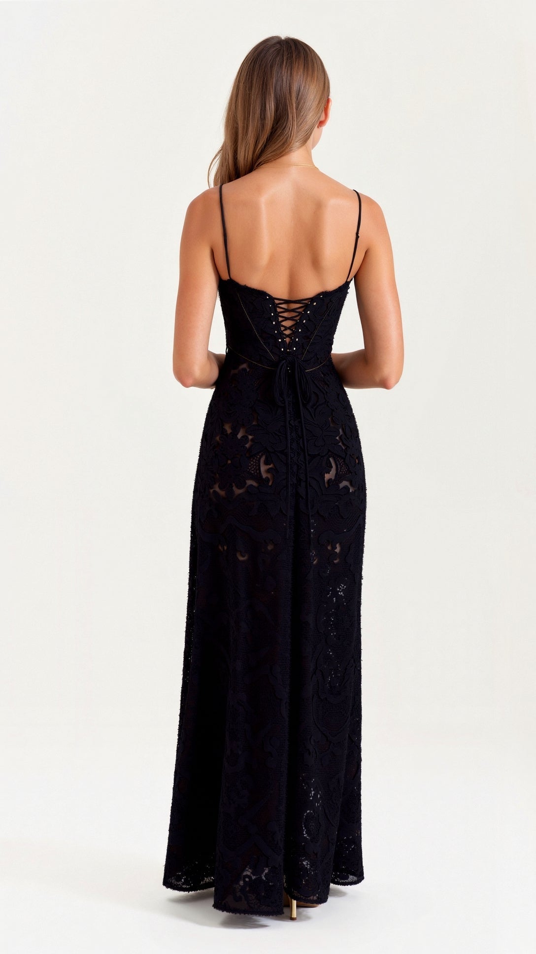 Abito maxi da donna — corpetto corsetto con spalline sottili