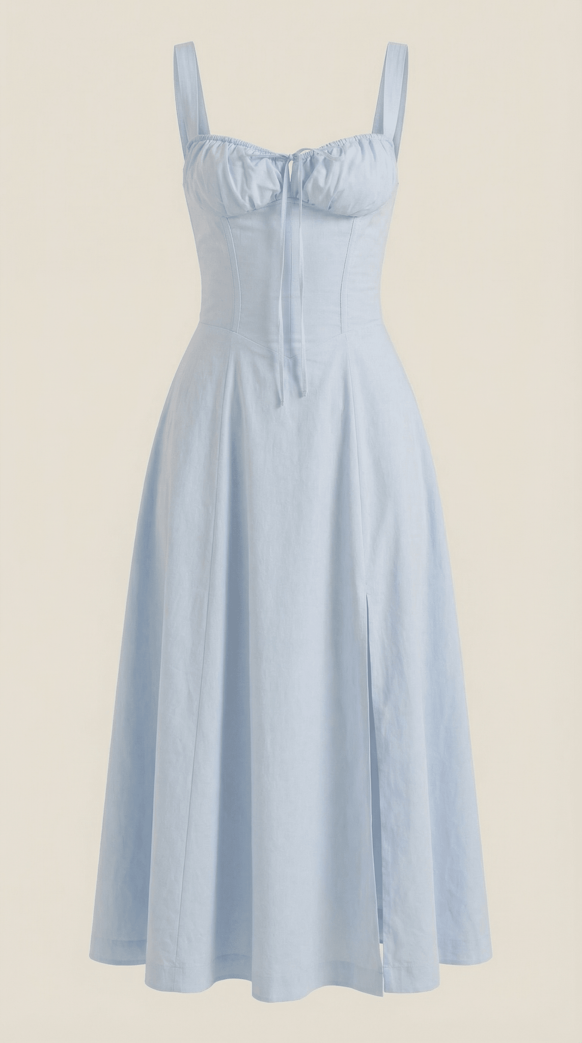 Damen Midikleid — A-Linie, Herzausschnitt, Schnürung vorne
