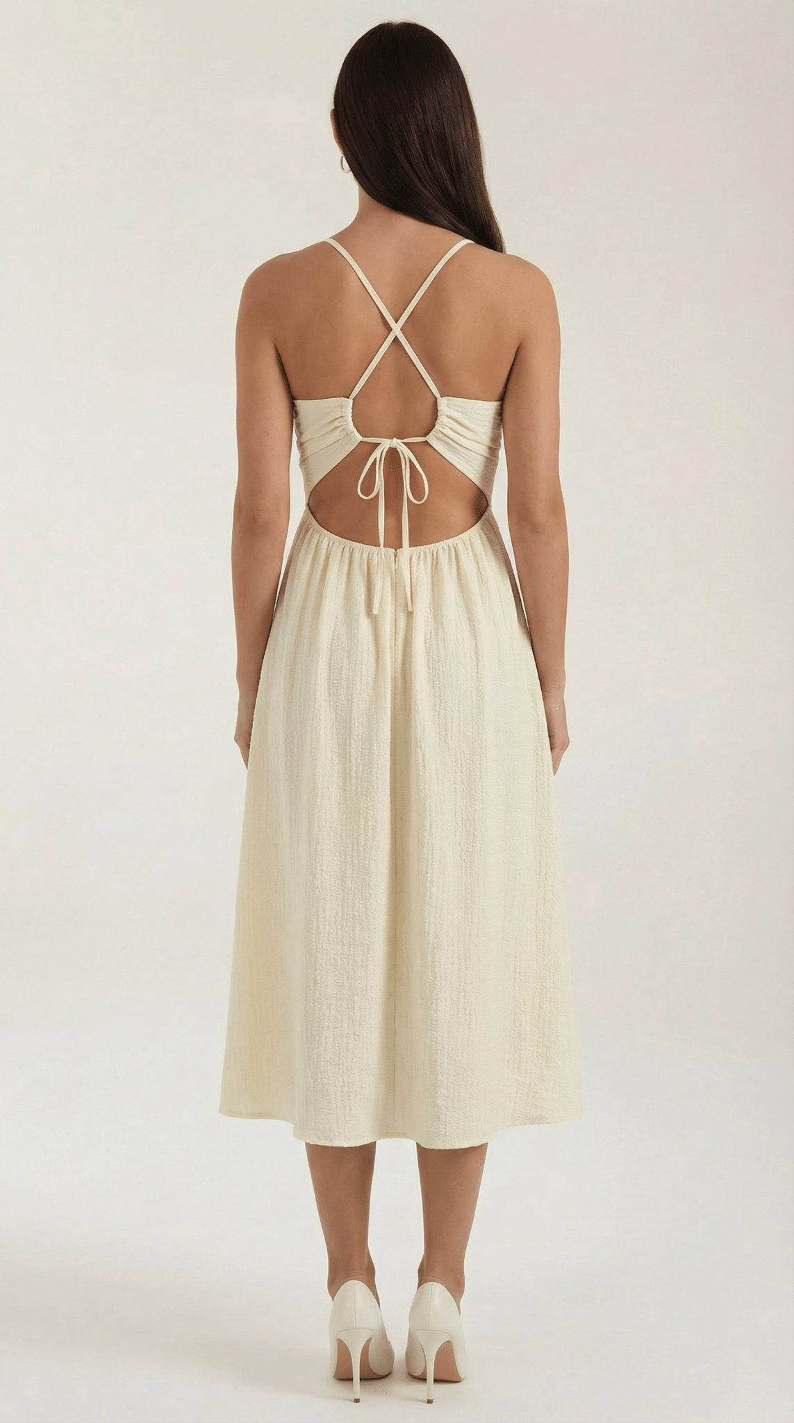 Vestito midi donna — spalline regolabili e dettaglio spacco sulla gonna