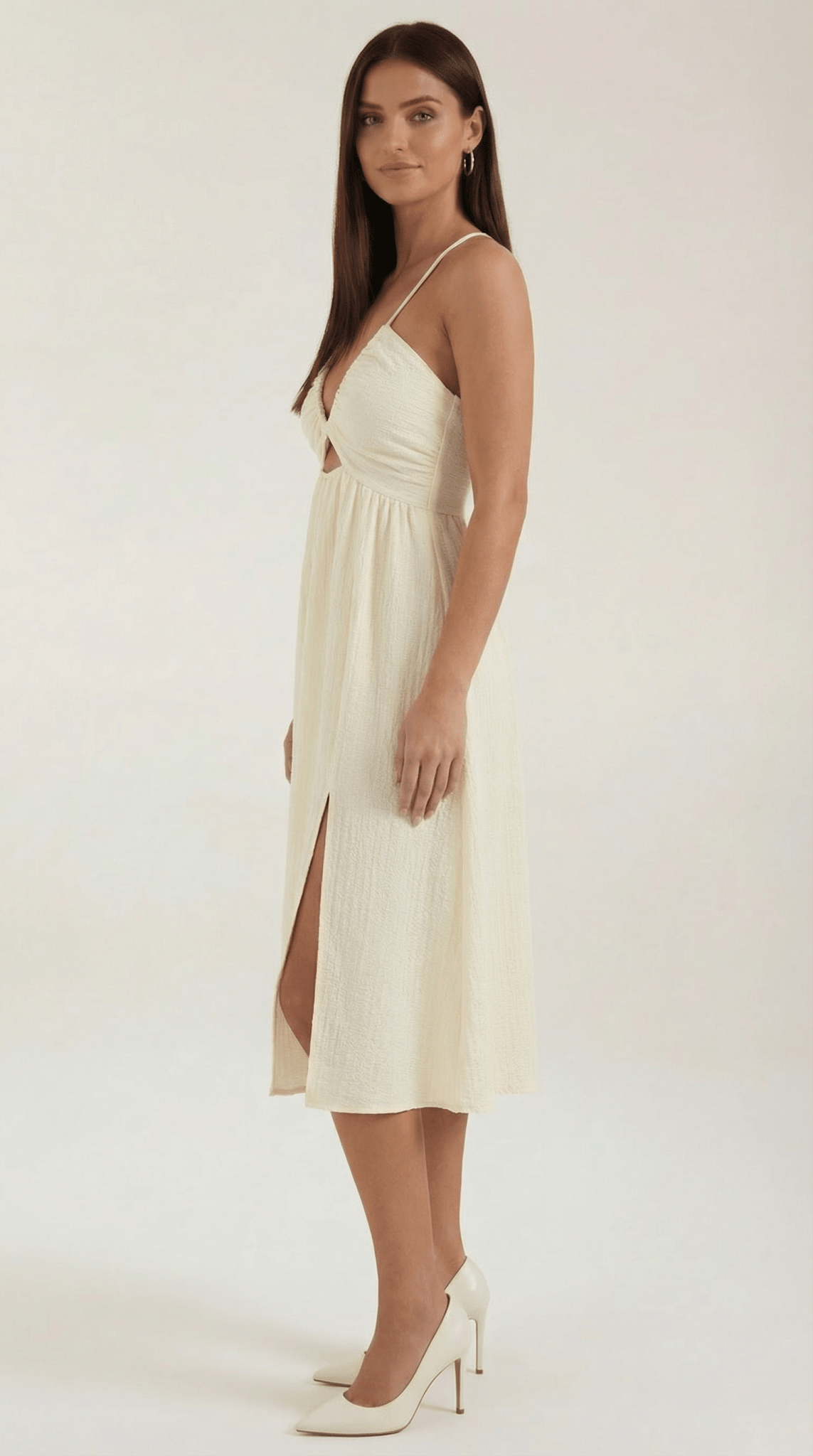 Vestito midi donna — spalline regolabili e dettaglio spacco sulla gonna