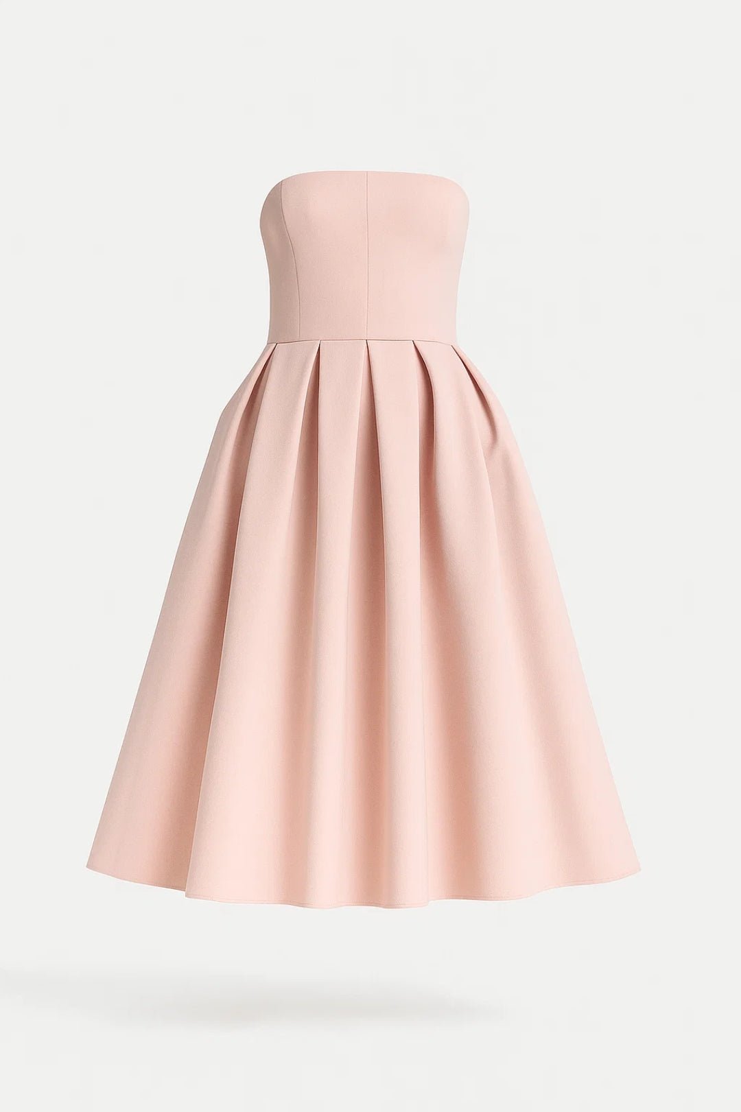 Robe midi pour femme — Bustier ajusté sans bretelles, jupe évasée