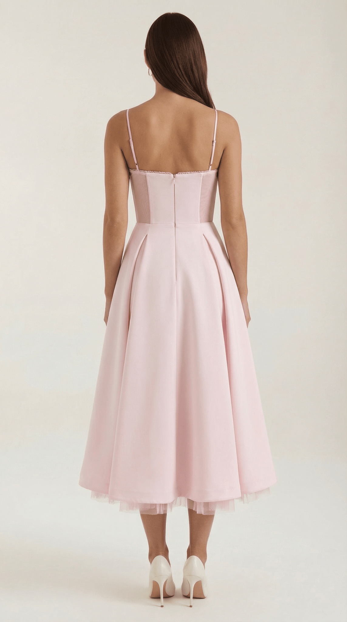 Damen Midikleid — Herzausschnitt & Spaghettiträger