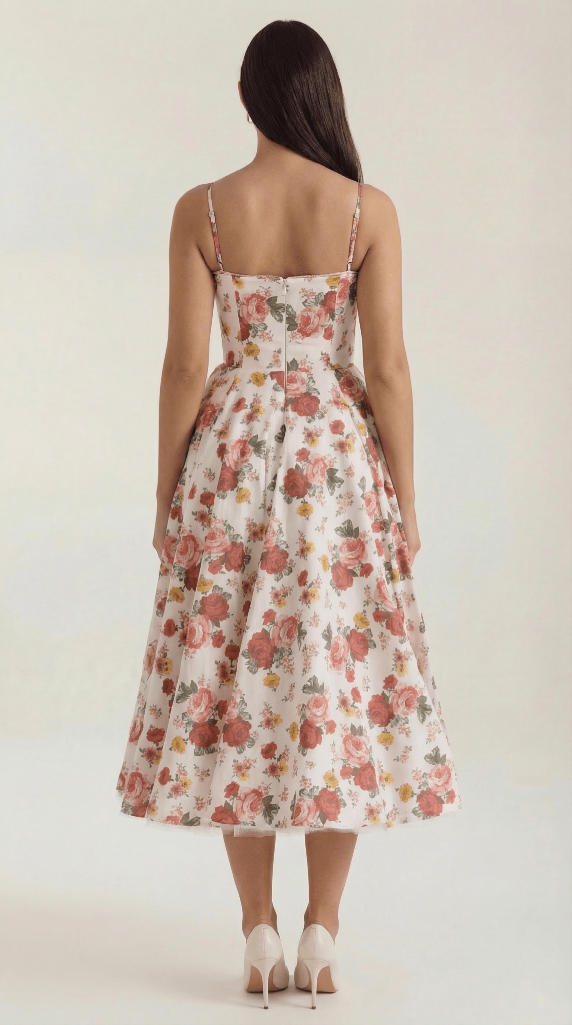 Damen Midikleid — Herzausschnitt & Spaghettiträger