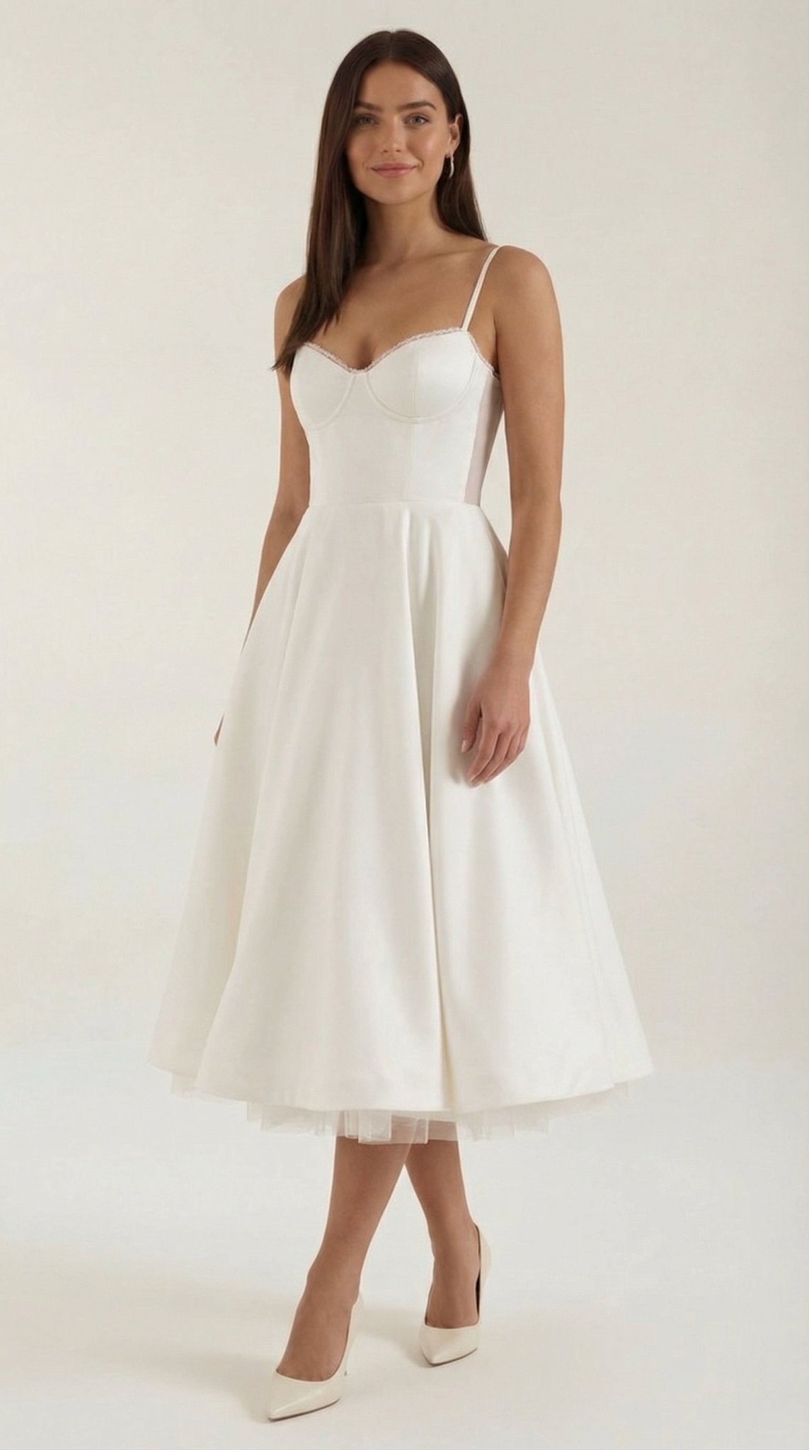 Damen Midikleid — Herzausschnitt & Spaghettiträger
