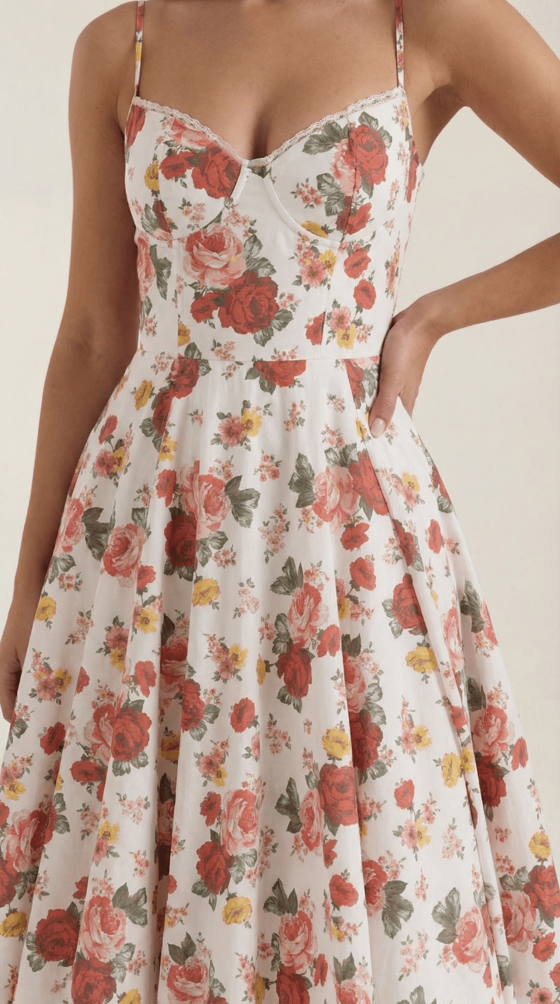 Damen Midikleid — Herzausschnitt & Spaghettiträger
