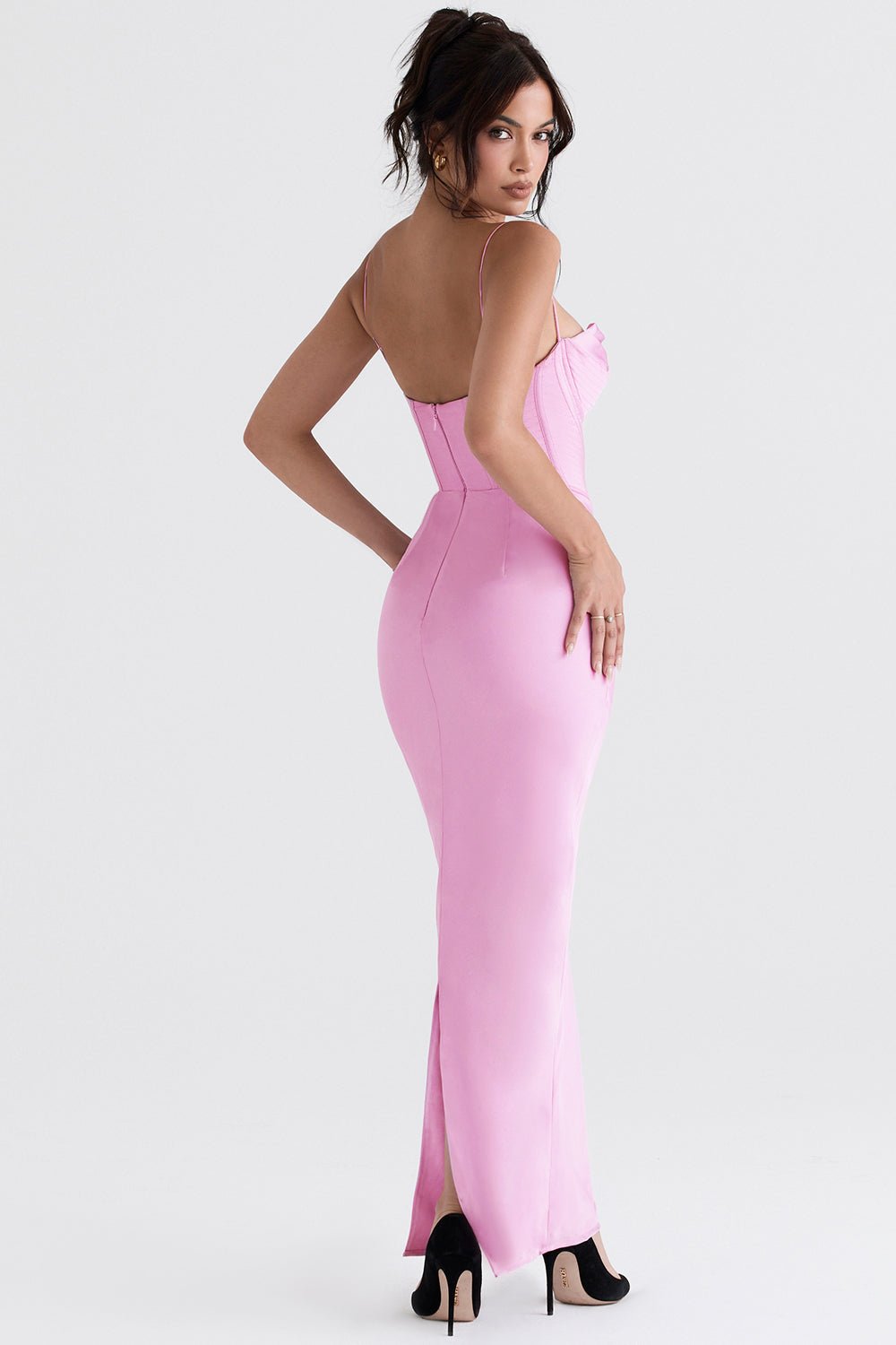 Vestido mini para mujer — ajustado con cierre trasero de lazo plisado