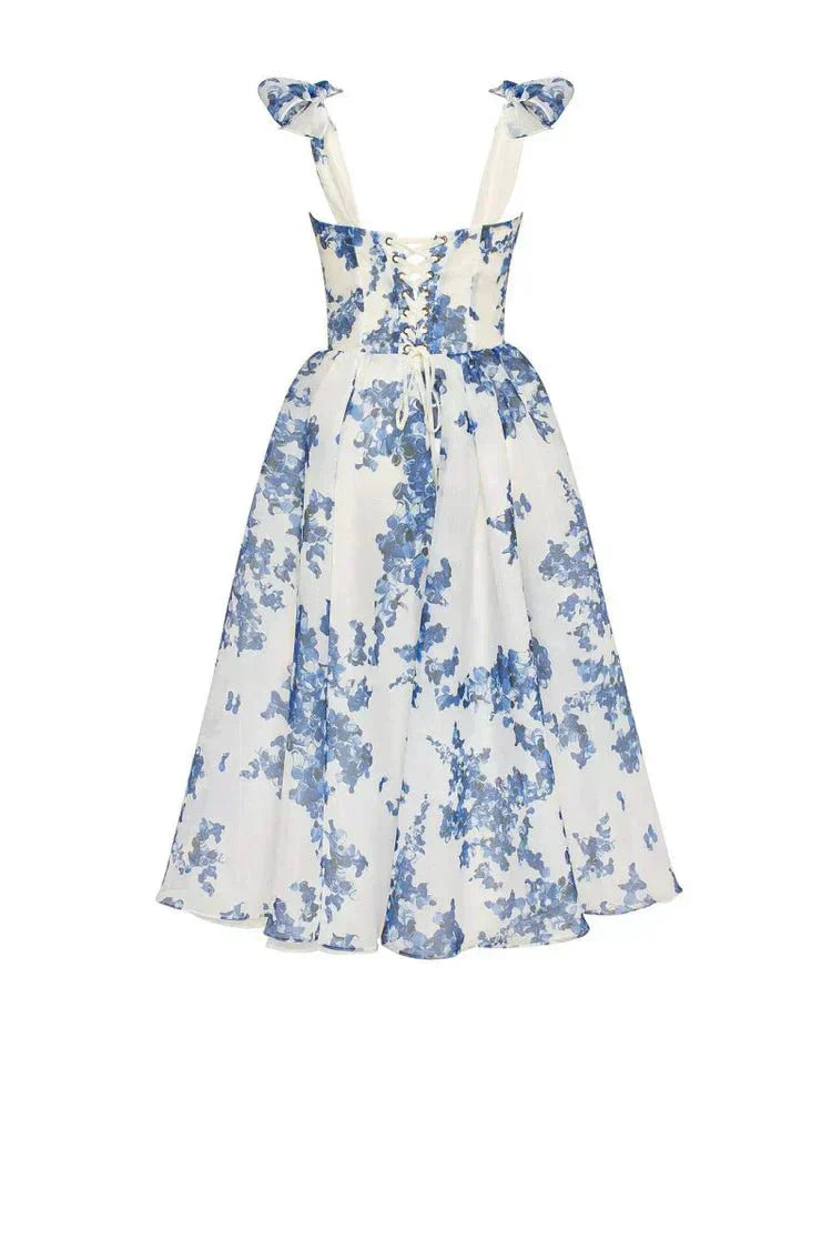 Damen Minikleid — Korsett-Detail, Blumenmuster