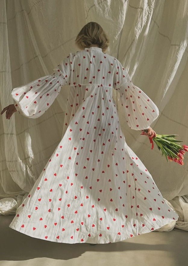 Damen Hemdblusenkleid — Oversize-Passform, Maxilänge, bestickt