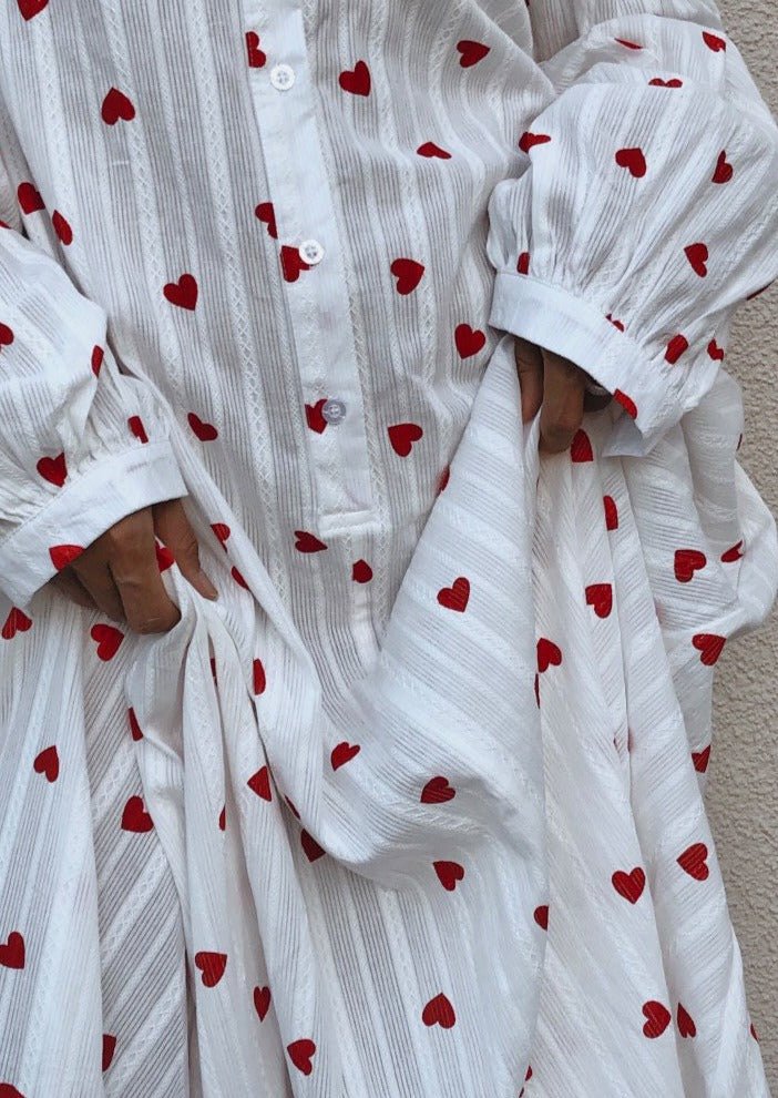 Damen Hemdblusenkleid — Oversize-Passform, Maxilänge, bestickt