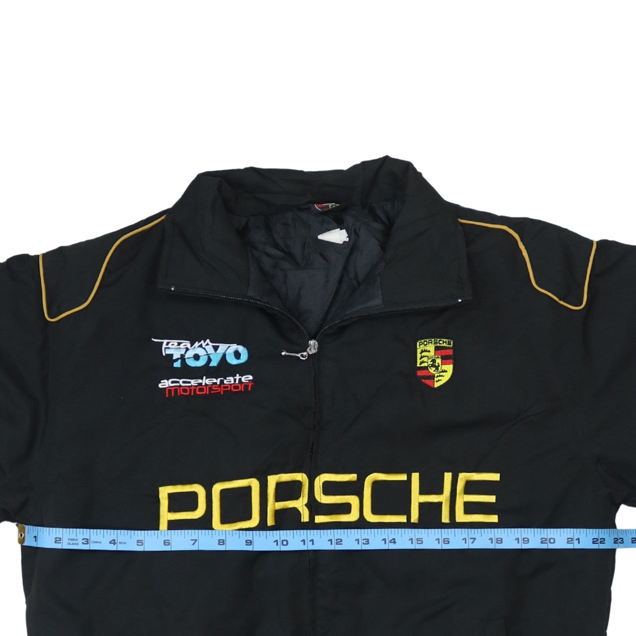 Giacca Nascar Porsche Nera Uomo XL con Loghi Ricamati Zip Frontale Giacca Racing