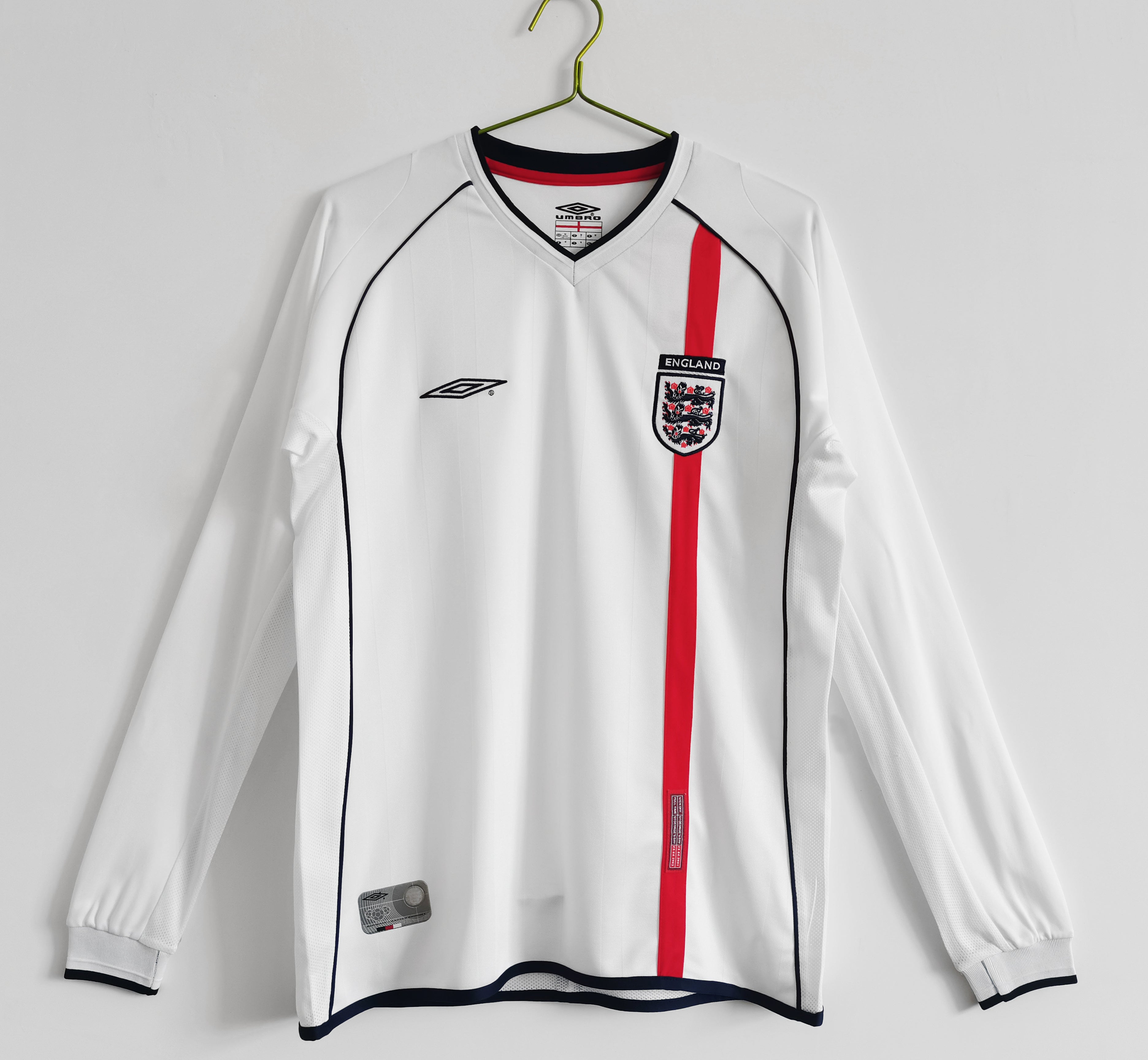 2002 England Heimtrikot mit langen Ärmeln