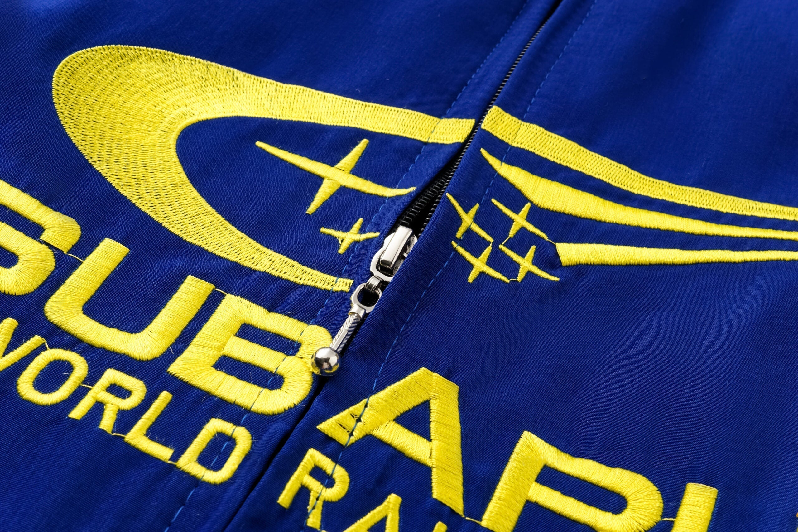 Chaqueta del Equipo de Rally Mundial Subaru – Abrigo con cremallera azul y amarillo Motorsport Racing