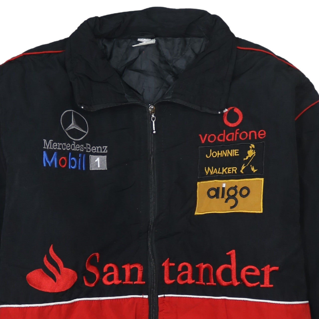 Giacca Nascar Mercedes-Benz Nera e Rossa Uomo XL con Loghi McLaren Ricamati Bomber Racing