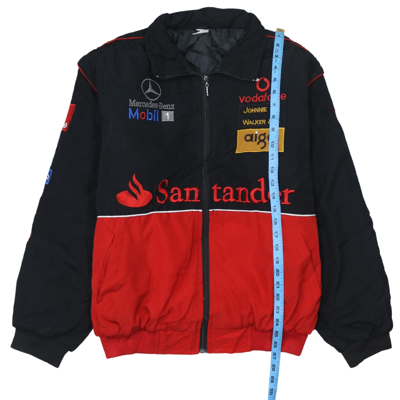 Giacca Nascar Mercedes-Benz Nera e Rossa Uomo XL con Loghi McLaren Ricamati Bomber Racing