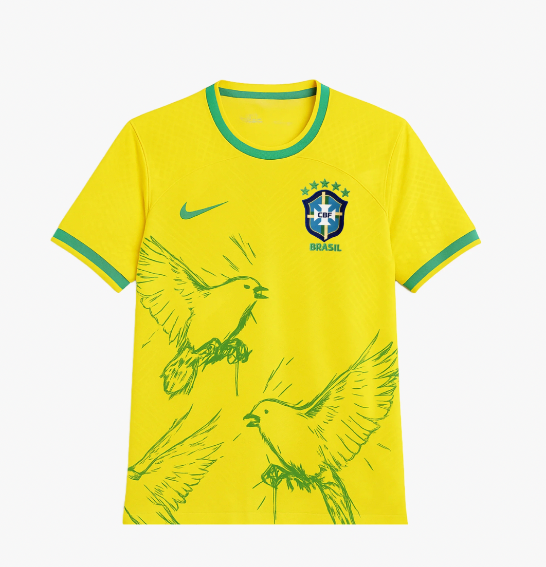 Brasile Maglia Giallo Uccelli