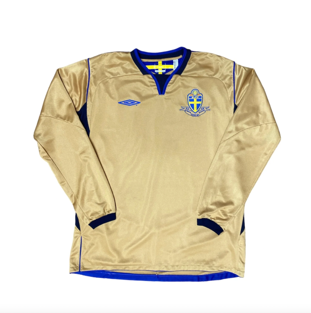Maglia retrò Svezia 2004 Oro trasferta maniche lunghe