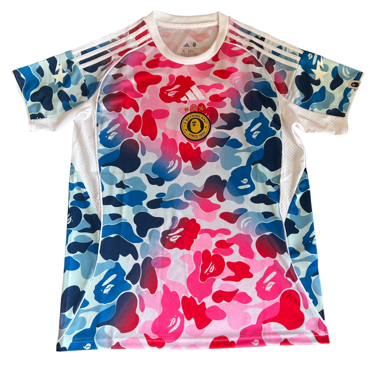 BAPE ×  コラボ カモ ゲームシャツ トリコロール S 希少 Bathing Ape (BAPE) 2026 Blue Pink Camo Jersey