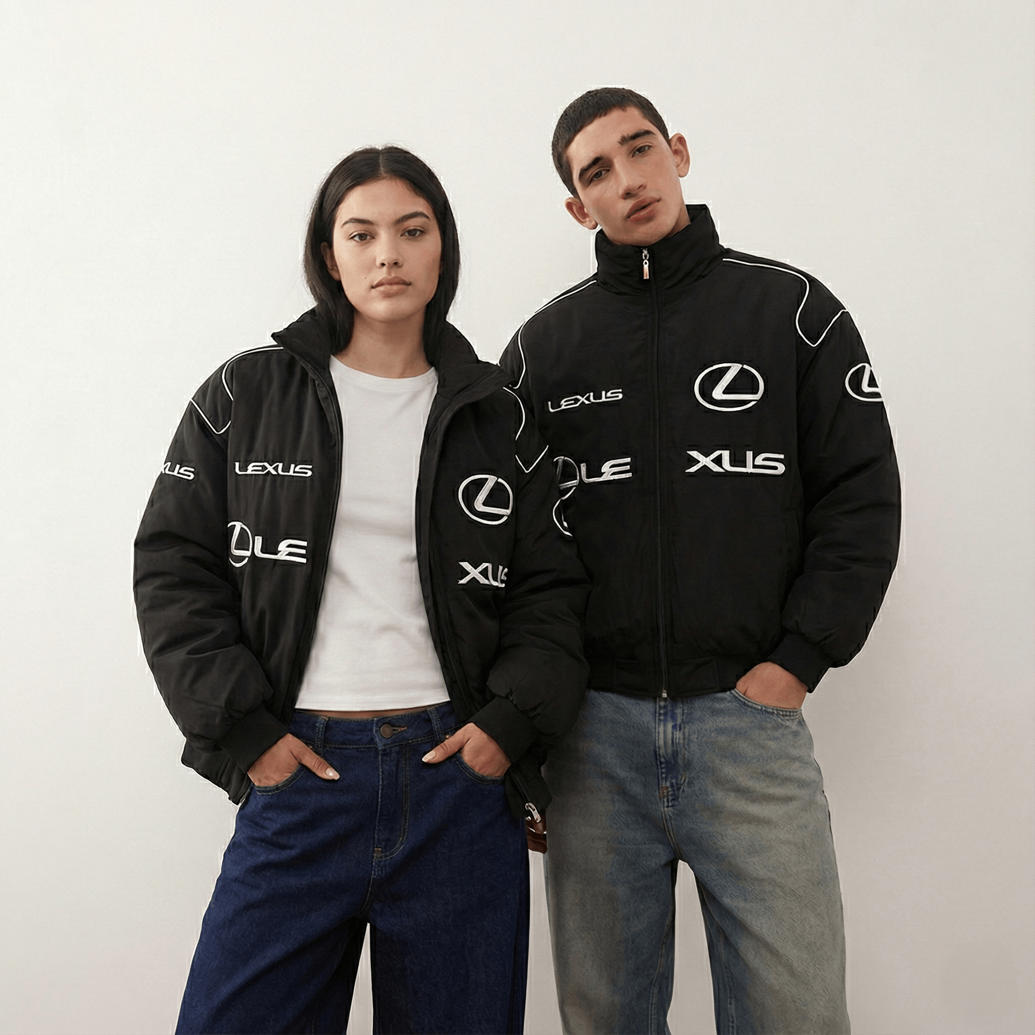 Chaqueta Acolchada de Carreras Lexus – Rompevientos Motorsport negro bordado