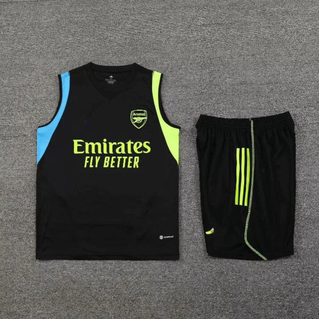 Arsenal Aufwärmtraining ärmelloses schwarzes Sommer-Set 2023/2024