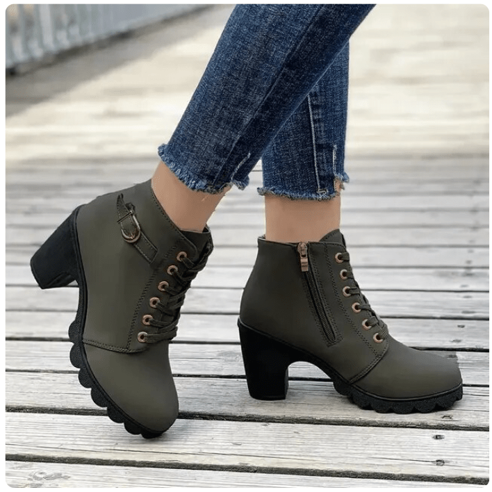 Stivaletti Donna Allacciati con Zip Laterale Stivaletti Invernali alla Caviglia