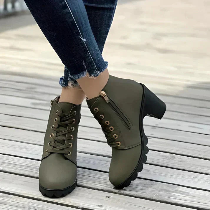 Stivaletti Donna Allacciati con Zip Laterale Stivaletti Invernali alla Caviglia